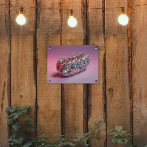 Hotdog - Steentjes - Glitters - Paars tuinposter los doek klein -sfeer1