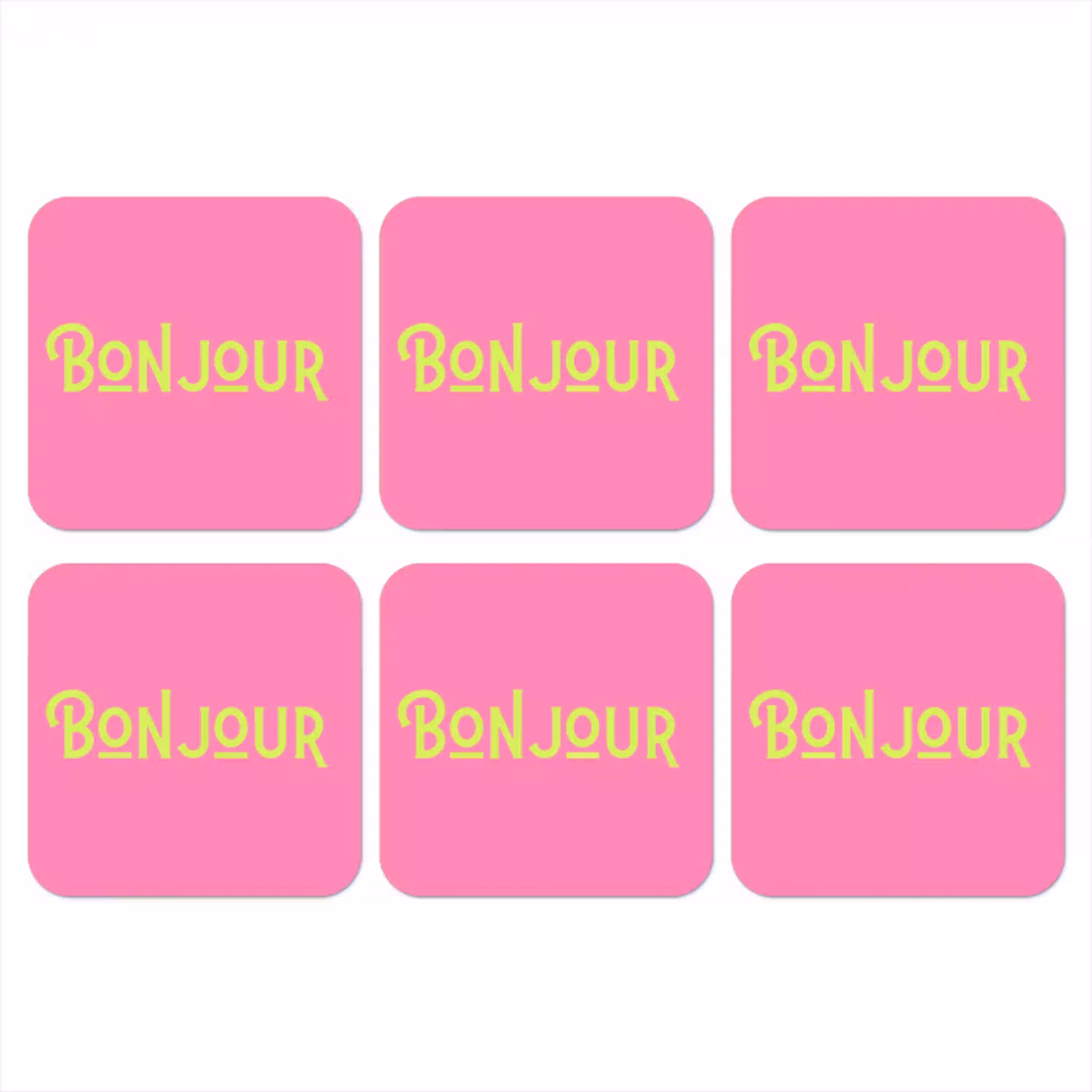 Roze - Groene Bonjour - art-deco onderzetter kurk middel -3d