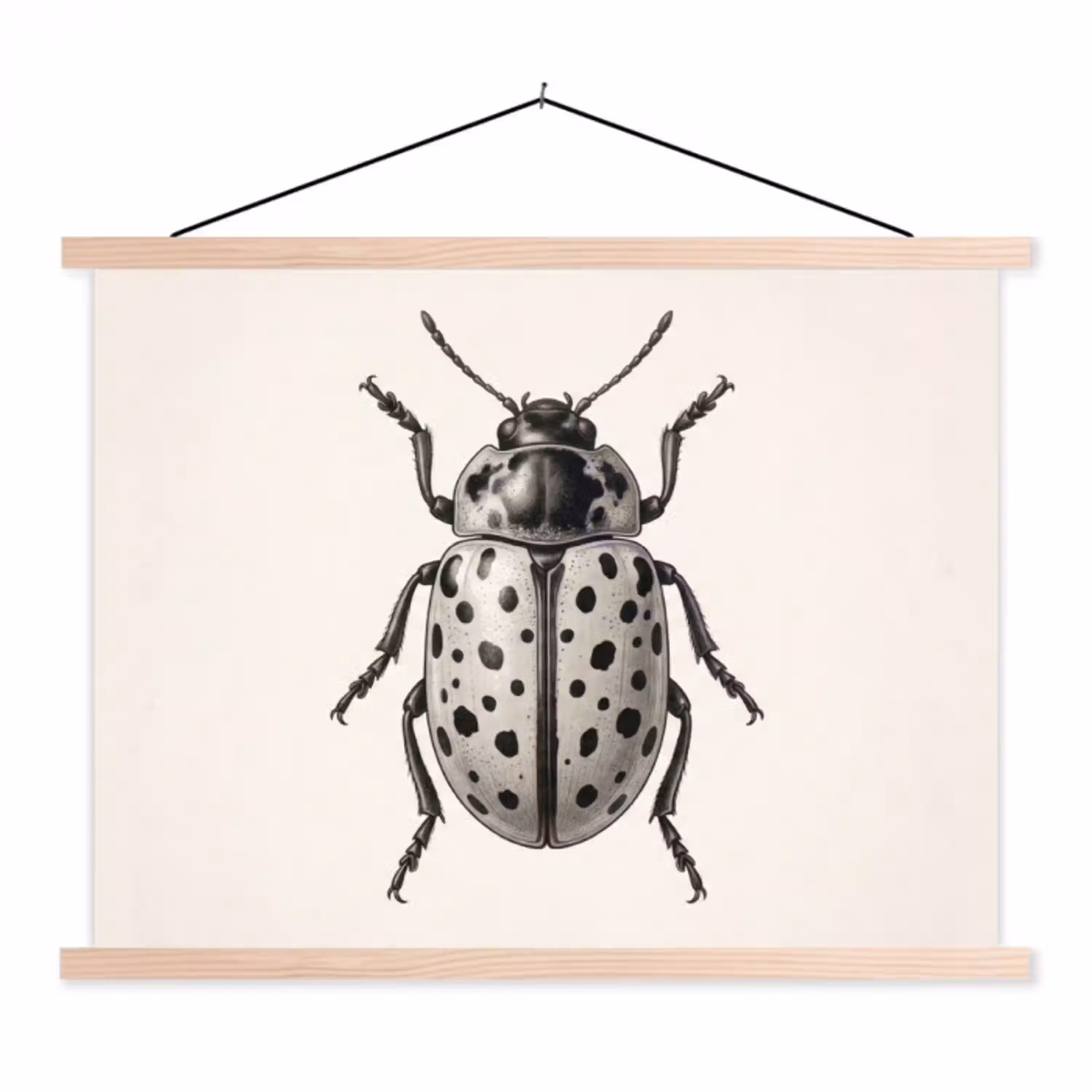 Kever - Insect - Vintage textielposter latten blank klein -3d