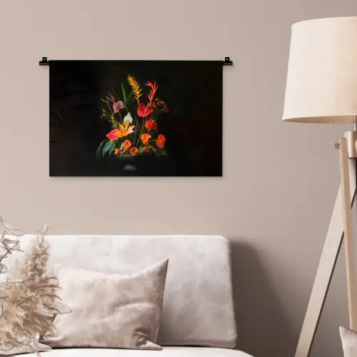 Schaal - Boeket - Bloemen Wandkleed katoen klein -sfeer4