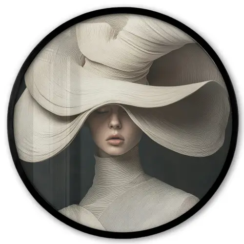Modern - Vrouw - Hoed Fotolijst rond zonder passe partout klein -3d