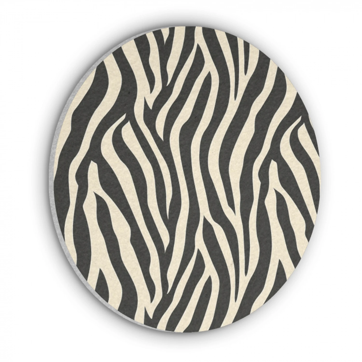 Zebra - Print - Klassiek - Zwart Akoestische PET Vilt - Rond klein 838 -3d