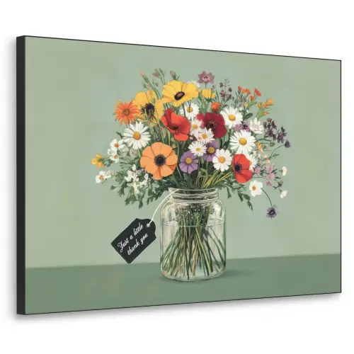 Bloemen - Vaas - Kaartje Textielframe zwart klein -3d