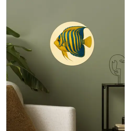 Felgeel - Vis - Strepen - Vinnen Wandcirkel behangsticker klein -sfeer2