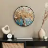 Boom - Blauw - Goud - Abstract - Modern Fotolijst rond zonder passe partout klein -sfeer1