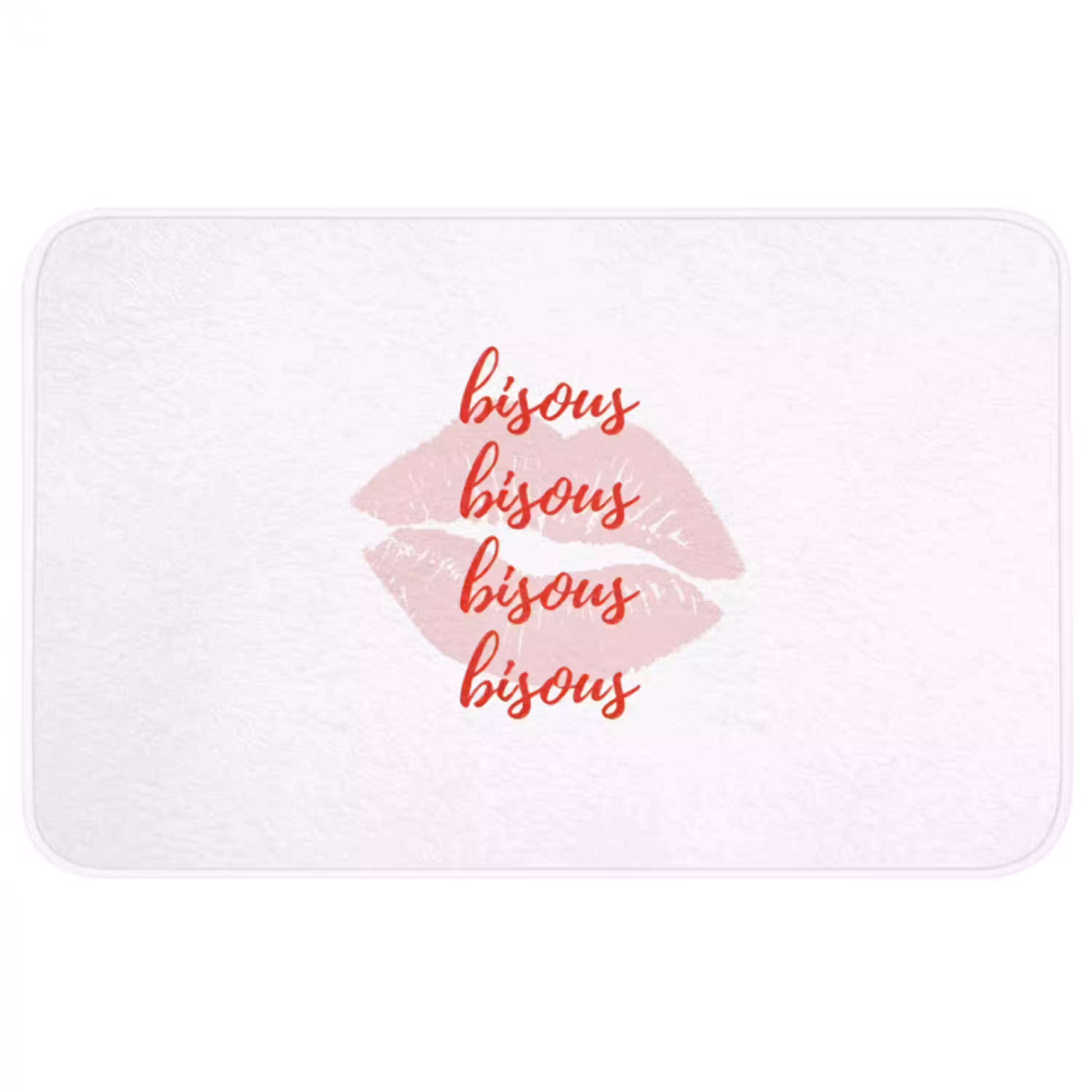 Bisous - Lip - Wit - Rood Badmat middel -3d