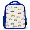 Kleurrijke retro autootjes Kinderrugzak - Blauw middel -3d