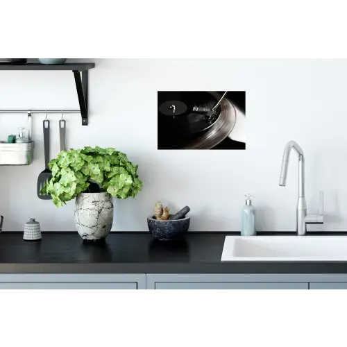Close-up - Vinylplaat - Platenspeler - Zwart Muursticker klein -keuken