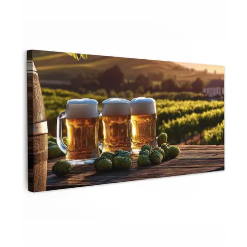 Bier - Hop - Landschap Tuinposter op houten frame 2 cm dik xxl -3d