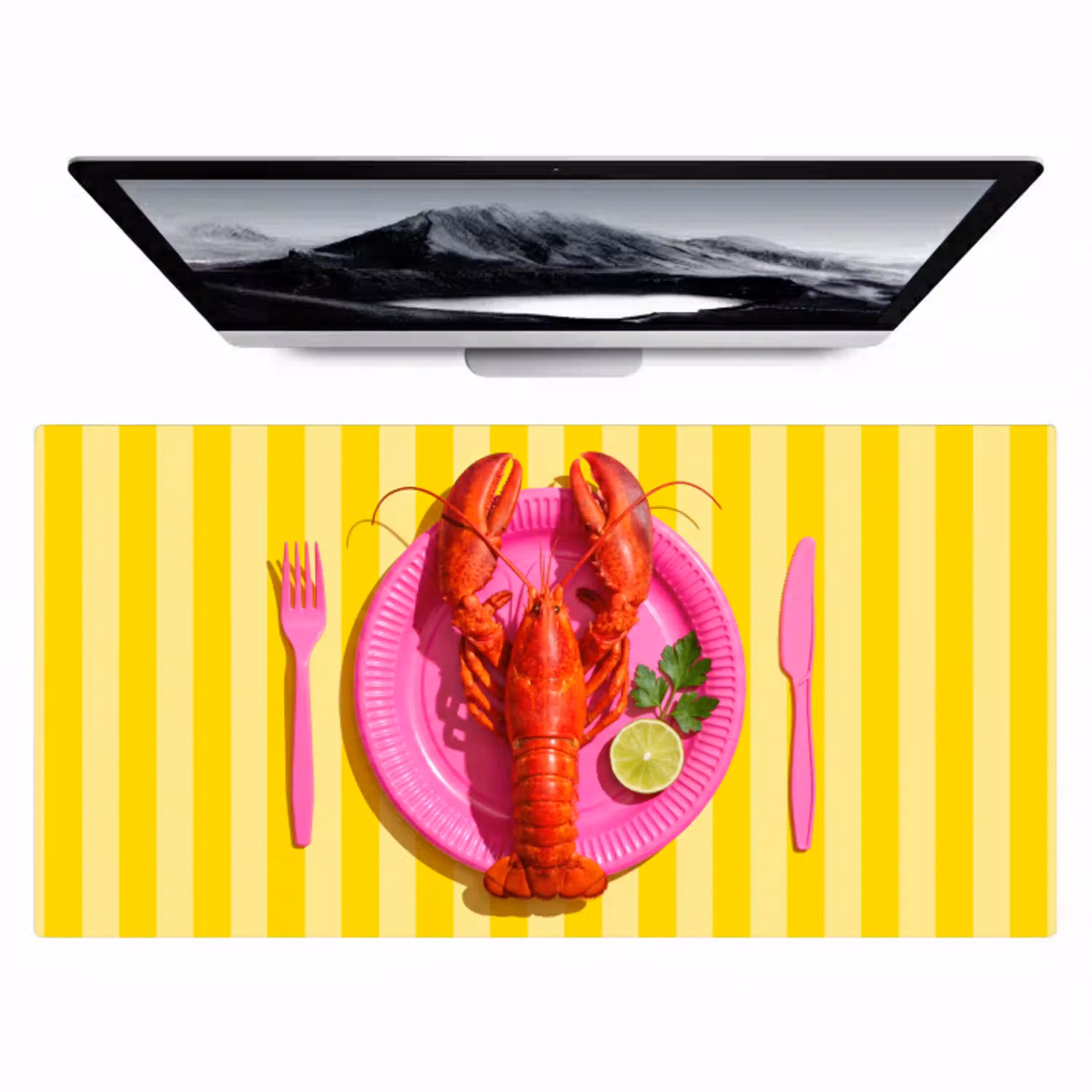 Eten - Roze - Geel - Modern - Culinaire Muismat XXL klein -zzz3d