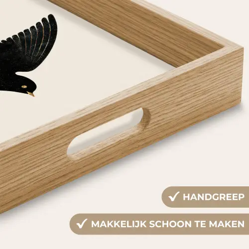 Zwarte zwaluw - Gouden accenten - Lichte achtergrond Dienblad Rechthoek middel -USP_HandgreepNL