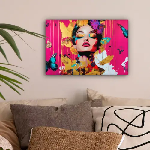 Vrouw - Abstract - Kleurrijk canvas 2cm klein -sfeer1
