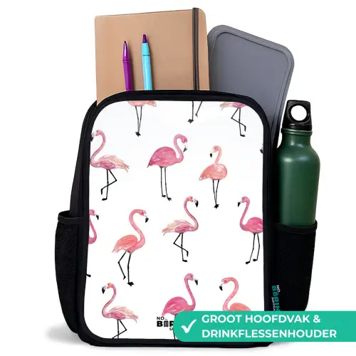 Flamingo feestje Rugzak - Zwart middel -inhoud_NL
