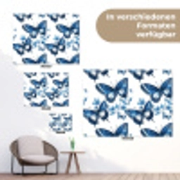 Blauw - Vlinders - Bloemen - Wit tuinposter los doek klein 239 -Xsfeer9_DE