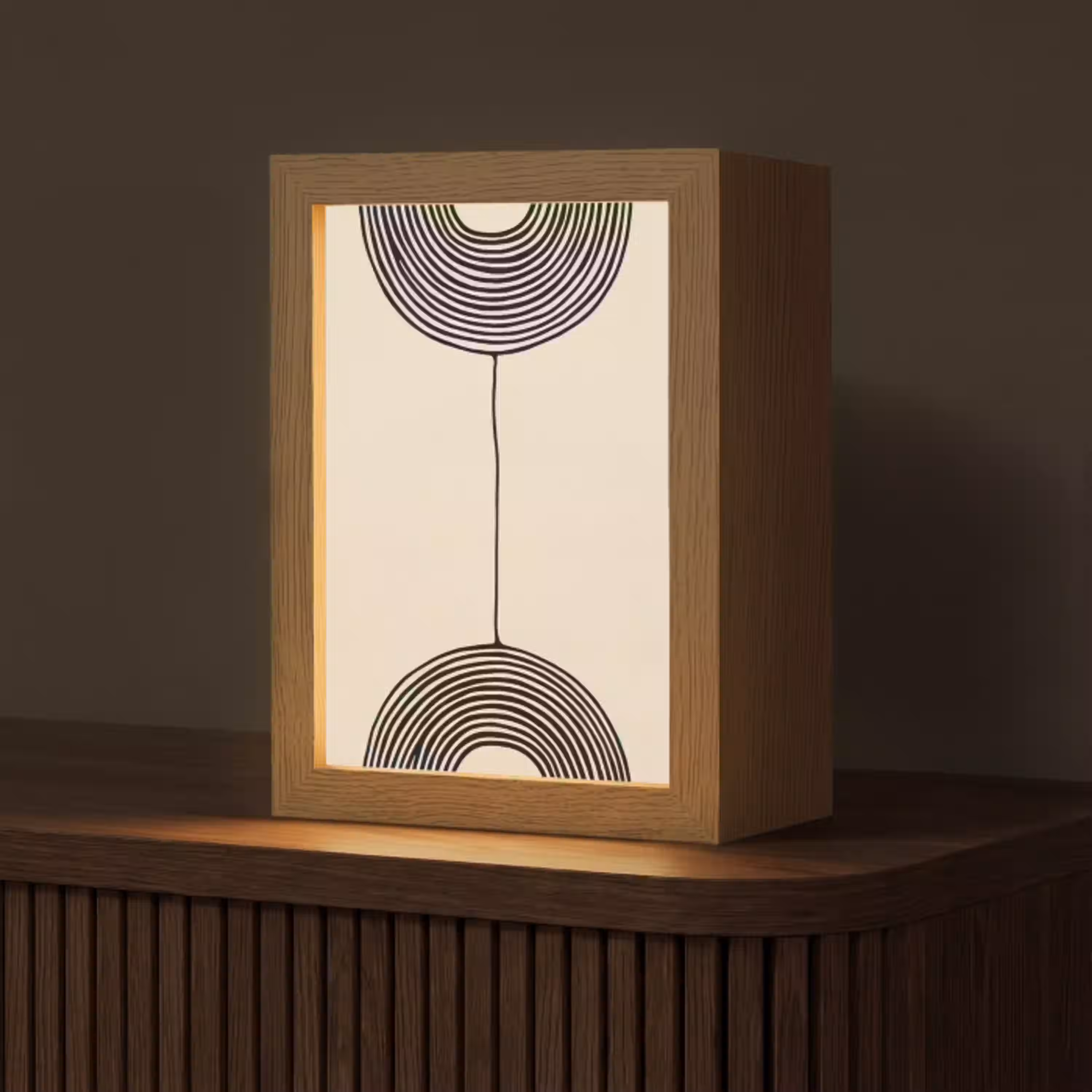 Geometrische bogen - Minimalistisch - Symmetrisch Light Box met kabel (Tafellamp) klein -z3d_website