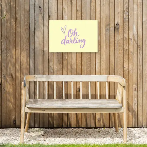 Oh darling - Geel - Hart Tuinposter op houten frame 2 cm dik klein -sfeer4