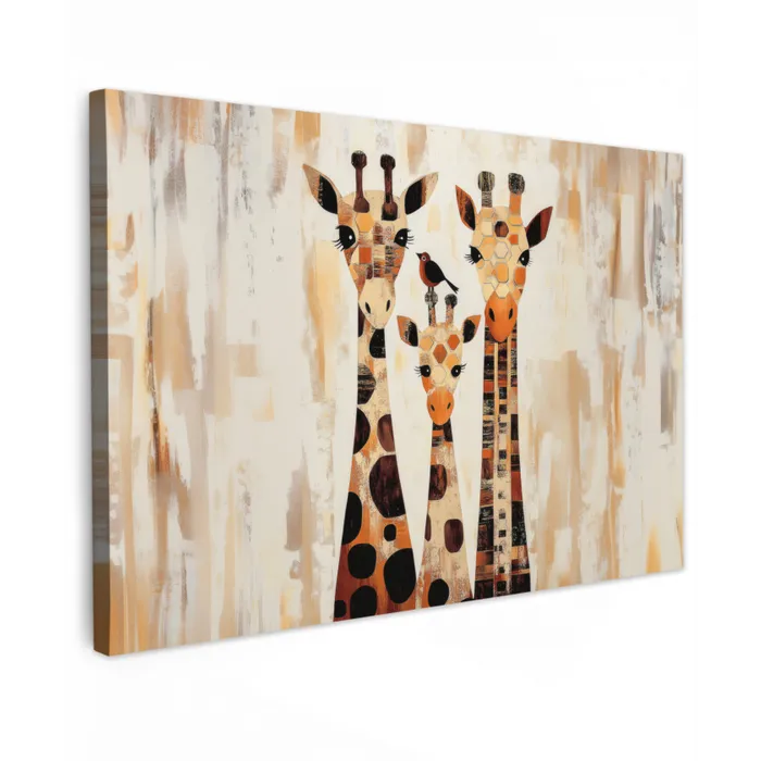 Giraffen - Cartoon - Crème canvas 2cm klein -z3d