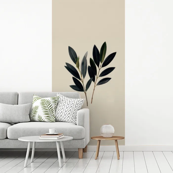 Ovaalvormige bladeren - Diep groen - Symmetrisch fotobehang vinyl groot -woonkamer
