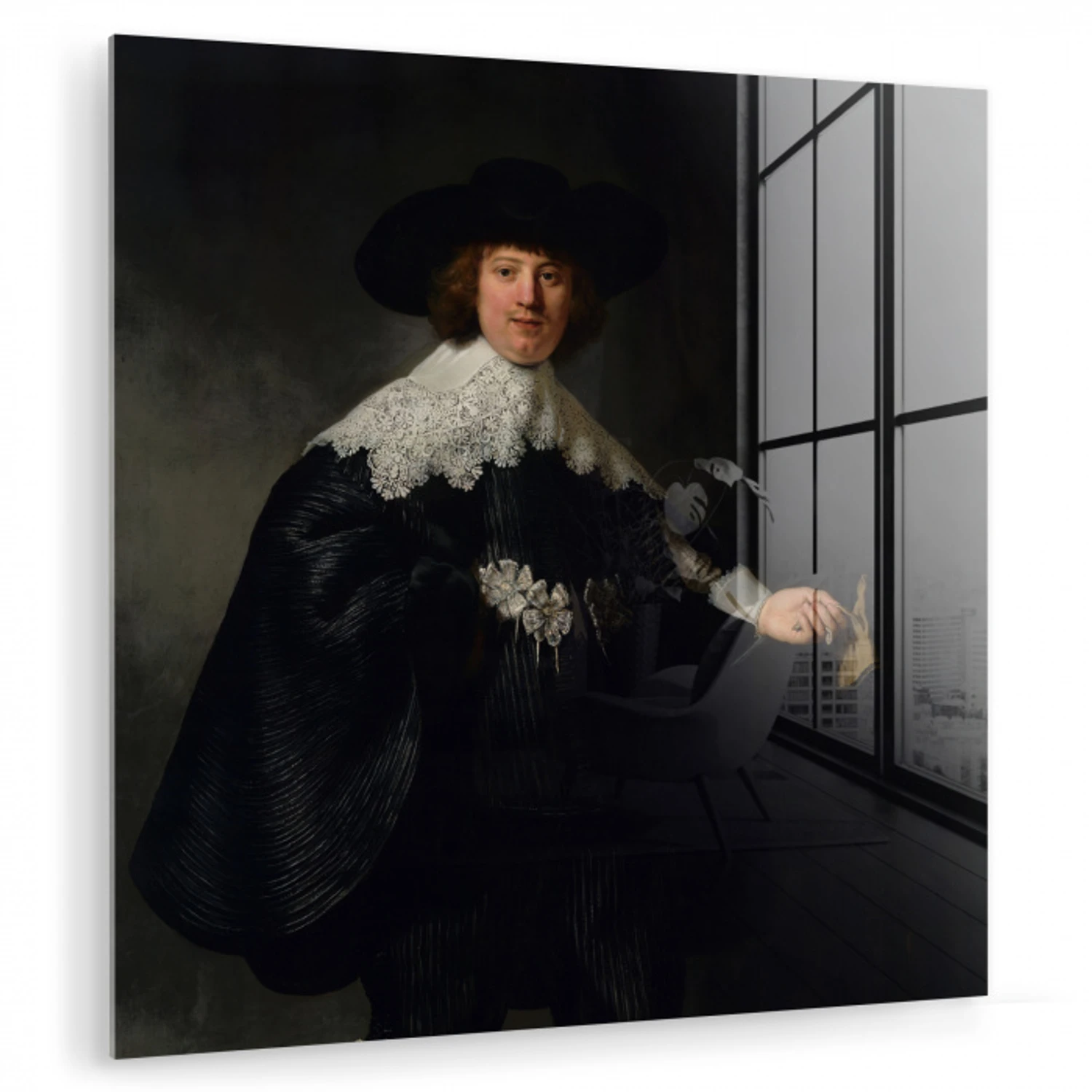 Het huwelijksportret van Marten Soolmans - Rembrandt van Rijn plexiglas 5mm klein -zzzproduct_nieuw