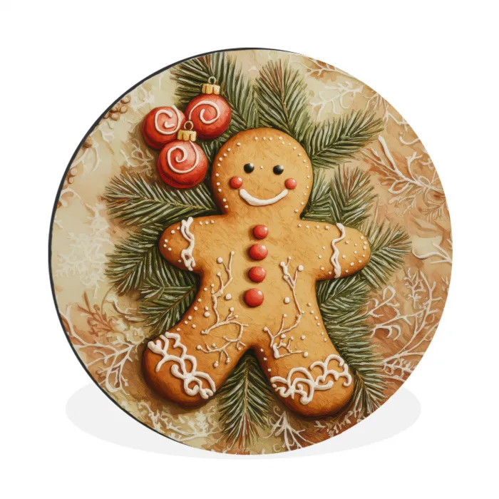 Kerstmis - Koekje - Poppetje - Speculaas Wandcirkel aluminium klein -3d