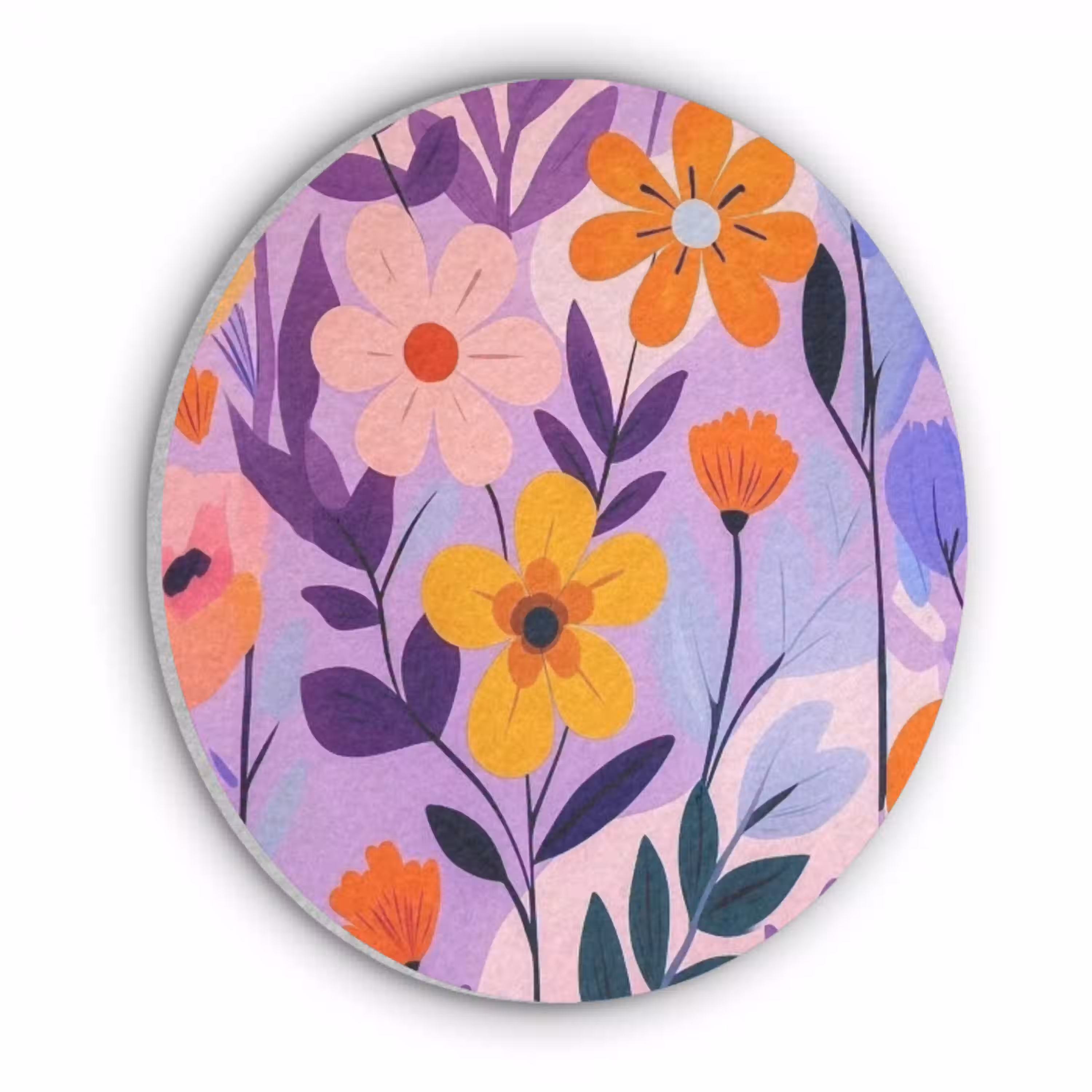 Bloemen - Kleurrijk - Bladeren Akoestische PET Vilt - Rond klein -3d