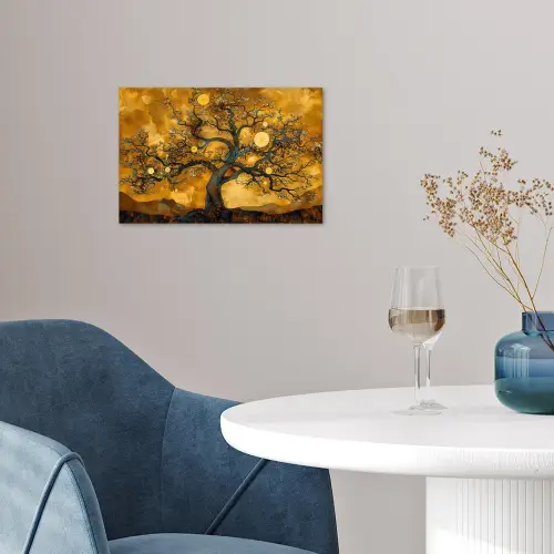 Boom - Levensboom - Abstract - Goud poster papier klein -sfeer3