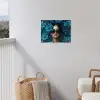 Vrouw - Bloemen - Blauw - Aesthetic - Luxe tuinposter los doek klein -sfeer8
