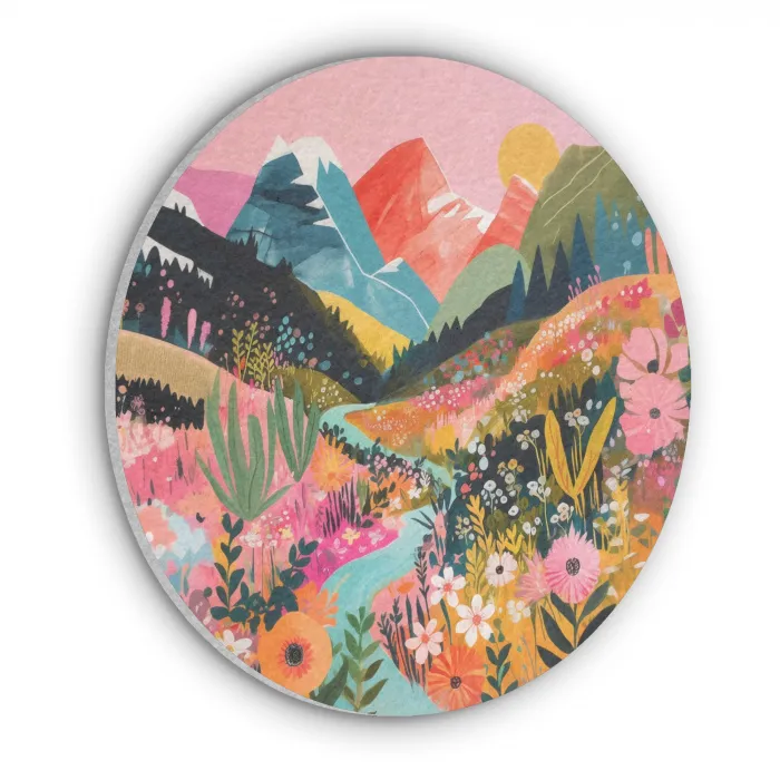 Rivier - Diepte - Bloemen Akoestische PET Vilt - Rond klein -3d