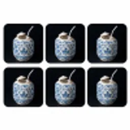 Kokosnoot - Eten - Delfts blauw - Drinken onderzetter kurk middel -3d