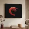 Garnaal - Rood - Dieren Textielframe zwart klein -sfeer3