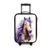 Aquarel paard met paarse manen Kinderkoffer - Zwart klein -3d