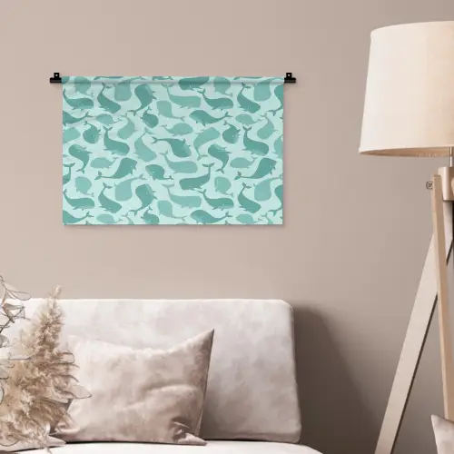 Zee - Dieren - Blauwe vinvis Wandkleed katoen klein 269 -sfeer4