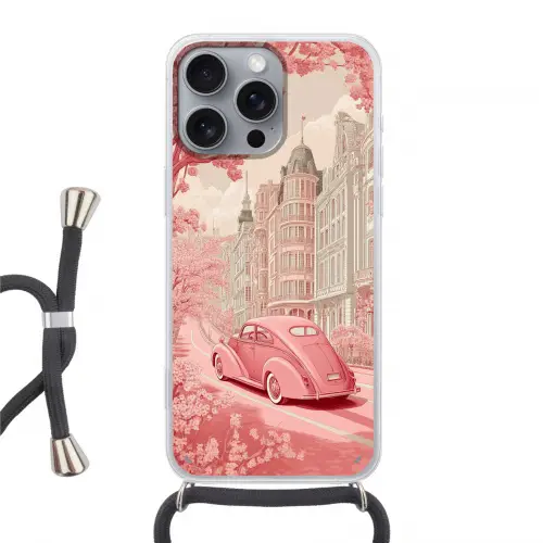 City - Car - Pink Hoesje iPhone 16 Pro Max met koord klein -3d