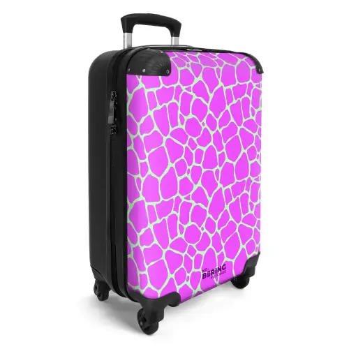 Giraffeprint in lichtgroen en paars NBS - Handbagage koffer - Volwassenen Unisex middel -productfoto_3d