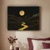 Rivier - Goud - Maan - Vogels Textielframe zwart klein -sfeer1