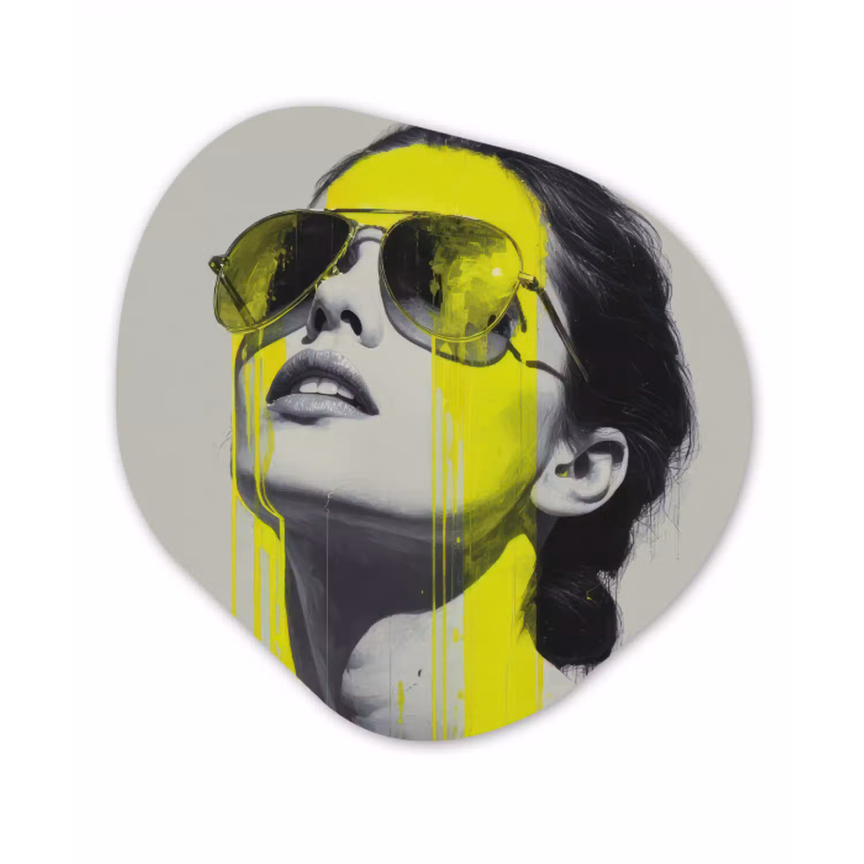 Vrouw - Bril - Verf Wandcirkel Organisch Forex 3mm klein -3d
