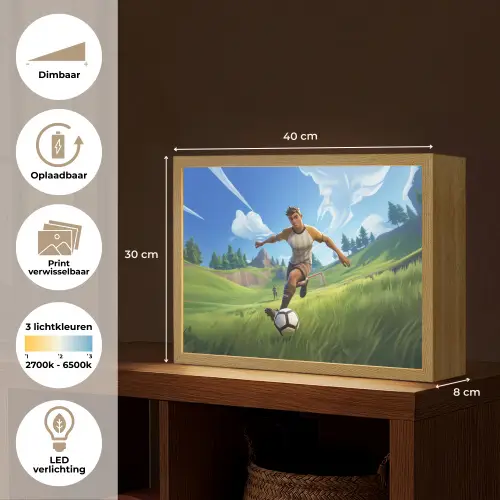 Illustratie - Voetbal - Game - Grasveld Light Box met batterij (Wandlamp kind) middel -USP_websiteoverzichtNL
