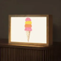 Schepijs - Hoorntje - Illustratie - Minimalistisch Light Box met kabel (Tafellamp) klein -z3d_website