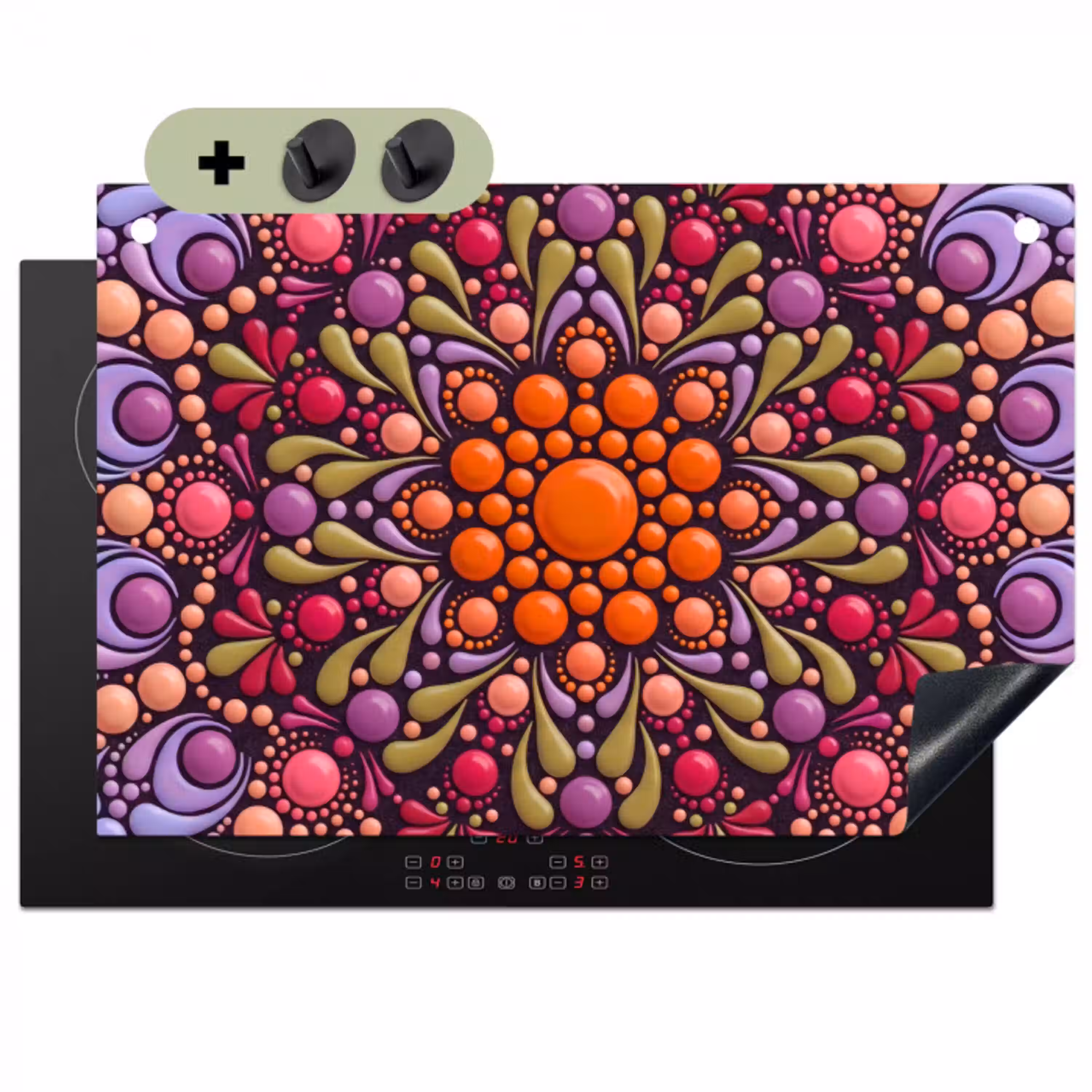 Patroon - Stippen - Abstract - Modern - Kleurrijk Inductie beschemer met haakjes klein -3d