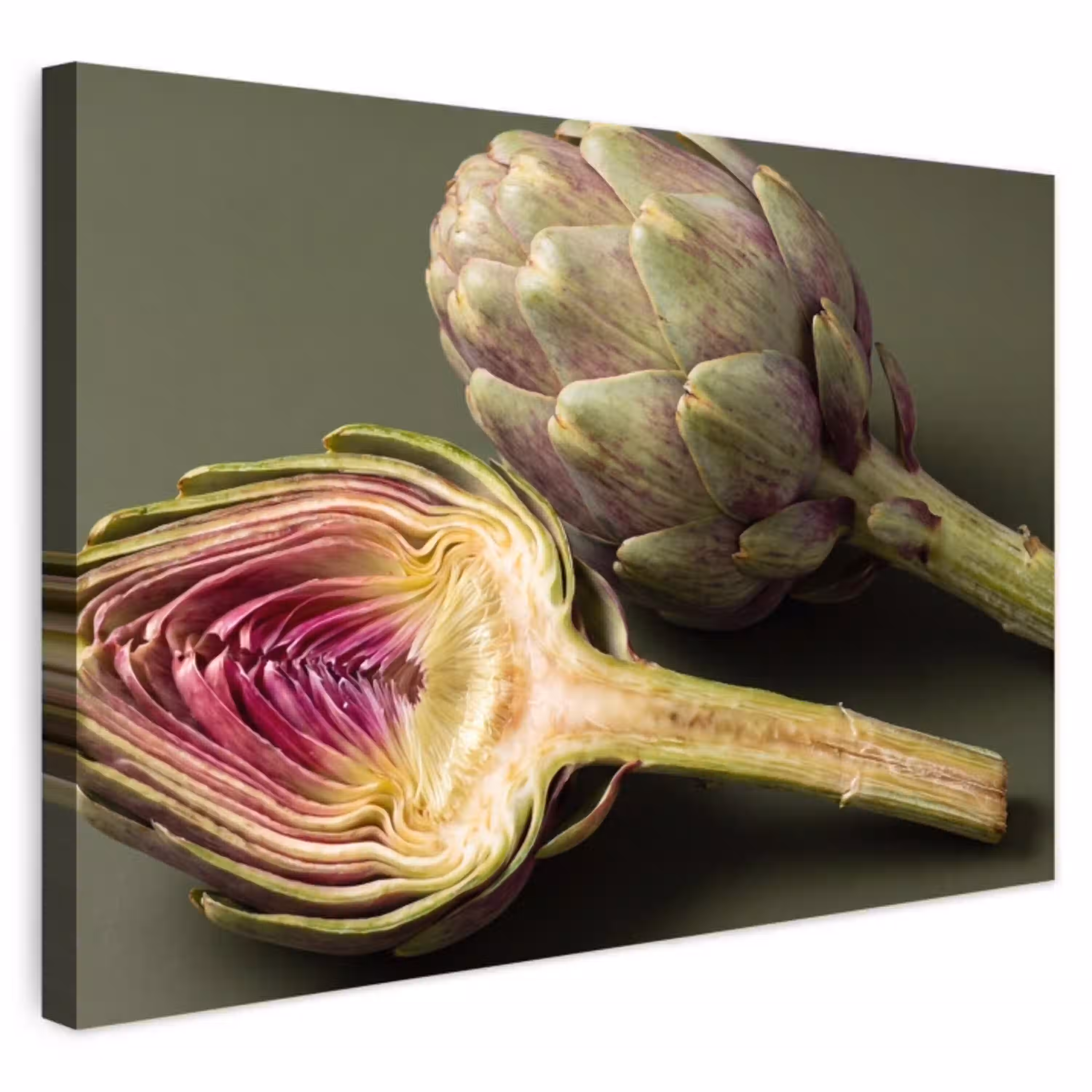 Artisjok - Paars - Voedsel Tuinposter op houten frame 2 cm dik klein -3d
