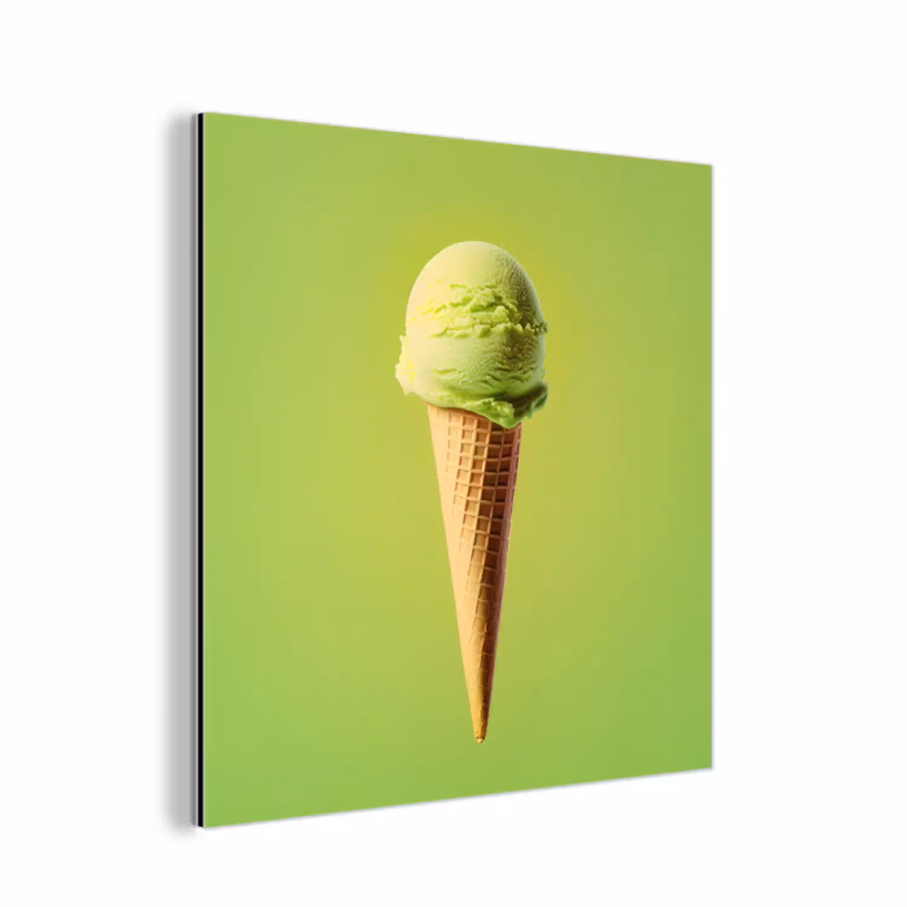 Hoorntje - Schepijs - Groen aluminium wit klein -3d