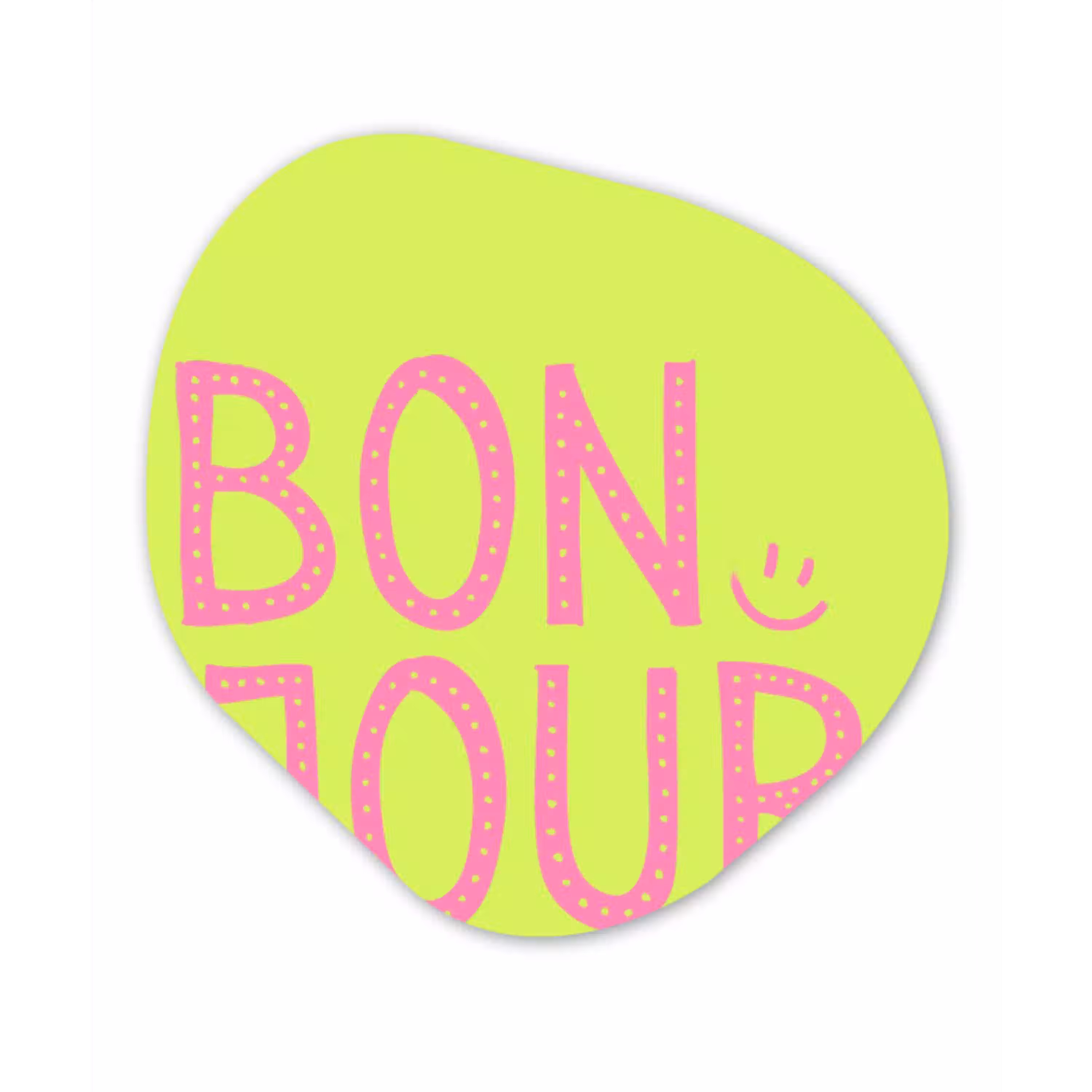 Groen - Smiley - Bonjour - Roze Wandcirkel Organisch Forex 3mm klein -3d