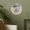 Minimalistisch - Lijnillustratie - Beige - Donkerblauw Akoestische PET Vilt - Rond klein -sfeer2