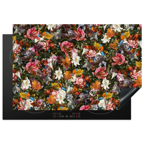 Bloemen - Vlinder - Design - Kunst - Abstract - Schilderij - Oude meesters Inductie beschermer vinyl 3mm klein -3d