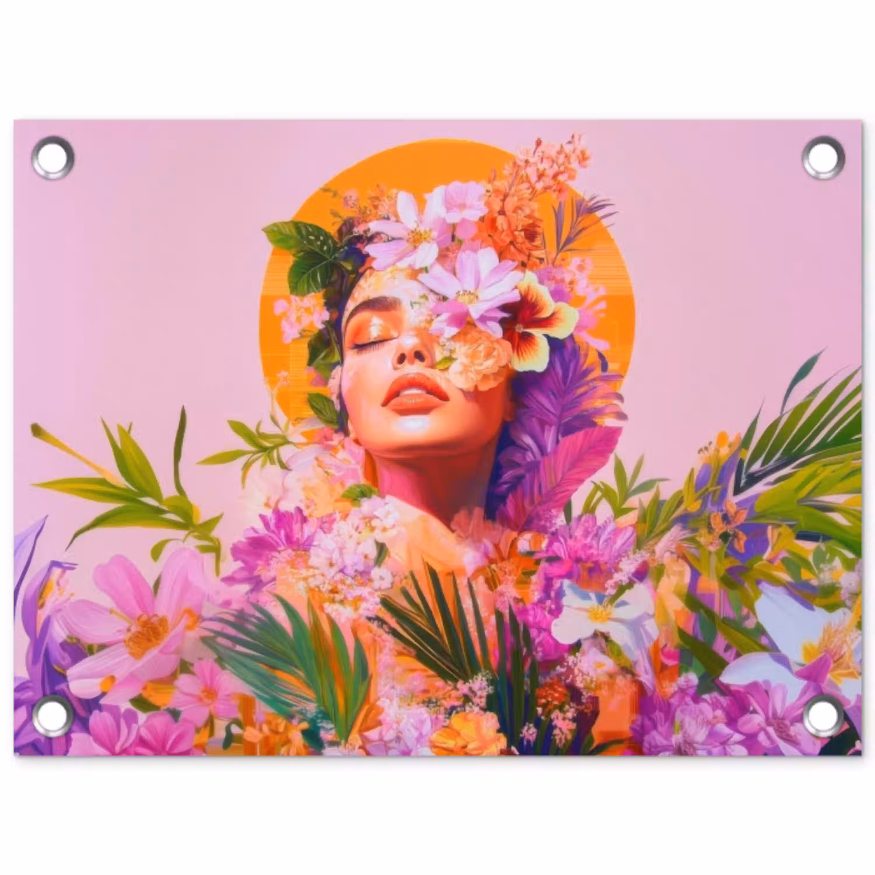 Vrouw - Abstract - Cirkel - Bloemen tuinposter los doek klein -3d