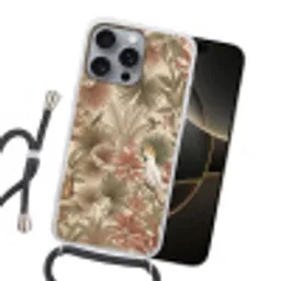 Tropisch - Vogels - Beige Hoesje iPhone 16 Pro Max met koord klein -sfeer1