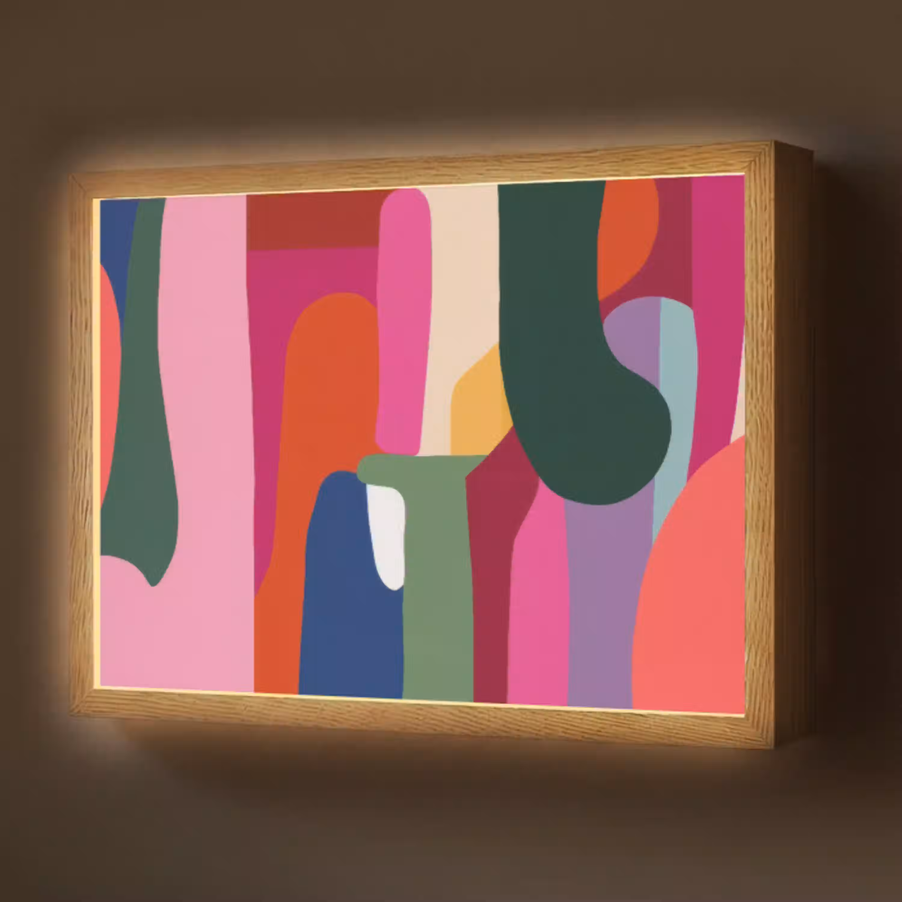 Kleurvakken - Recht - Rond - Abstract Light Box met batterij (Wandlamp) middel -z3d_website