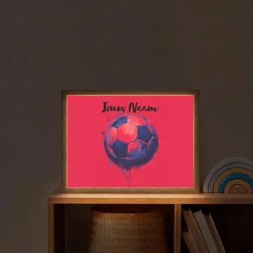 Rood - Voetbal - Abstract - Verfspatten Light Box met batterij (Wandlamp kind) middel -sfeer1_kind