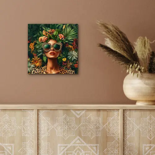 Vrouw - Panterprint - Jungle - Natuur - Luxe aluminium wit klein -sfeer4