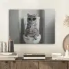Kat - Telefoon - Toilet - Zwart - Wit PET vilt klein -sfeer1